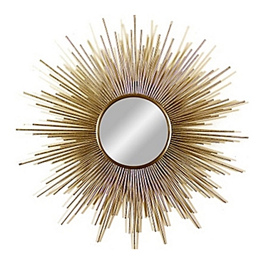 Patton Wall D&eacute;cor 37-Inch x 33-Inch Round Spoked Wall Mirror in Gold. View a larger version of this product image.