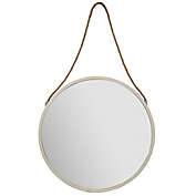 Gallery Solutions Rustic 30-Inch Round Wall Mirror with Hanging Rope in White