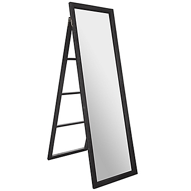 Gallery Solutions 22-Inch x 70-Inch Standing Ladder Mirror with Easel in Black. View a larger version of this product image.