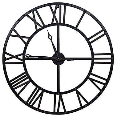 Gallery Solutions 33.7-Inch Round Bronze Metal Wall Clock in Black. View a larger version of this product image.