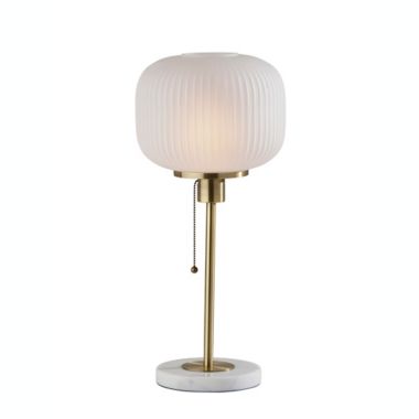Adesso&reg; Textured Glass Table Lamp in Brass/White. View a larger version of this product image.