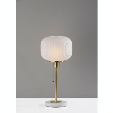 Adesso&reg; Textured Glass Table Lamp in Brass/White. View a larger version of this product image.