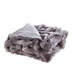 Cozy Tyme Stitched Faux Fur Reversible Throw Blanket in Lavender