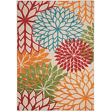Nourison&trade; Aloha Floral Burst 5&#39;3&quot; x 7&#39;5&quot; Indoor/Outdoor Area Rug in Green. View a larger version of this product image.