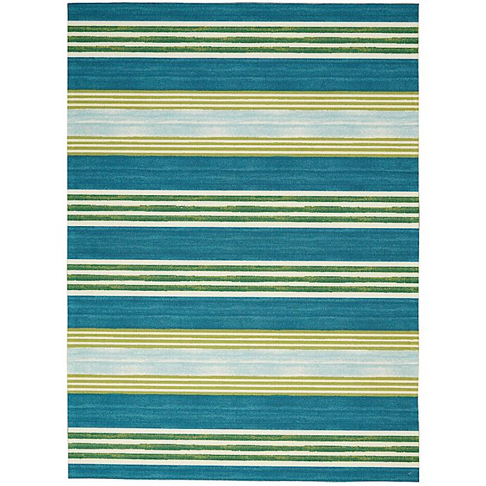 Shade Striped Indoor Outdoor Area Rug, Blue And Green Striped Outdoor Rug