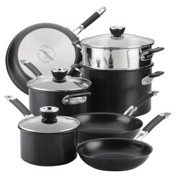 Anolon® SmartStack™ Nonstick Hard-Anodized Aluminum 10-Piece Cookware Set in Black