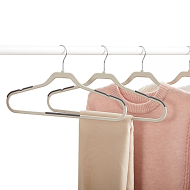 Squared Away&trade; No Slip Slim Hangers in Oyster Grey with Chrome Hook (Set of 16). View a larger version of this product image.