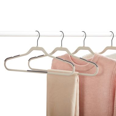 Squared Away&trade; No Slip Slim Hangers in Oyster Grey with Black Hook (Set of 16). View a larger version of this product image.