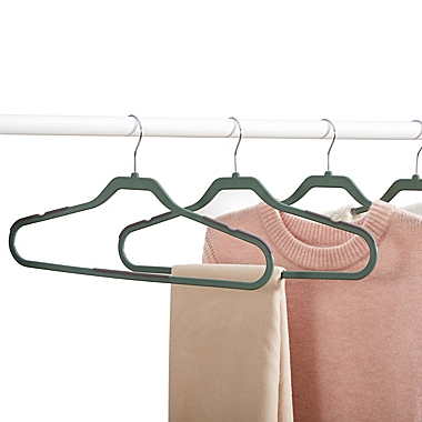 Squared Away&trade; No Slip Slim Hangers in Sea Spray with Chrome Hook (Set of 16). View a larger version of this product image.