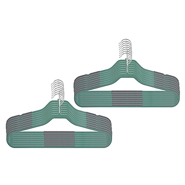 Squared Away&trade; No Slip Slim Hangers in Sea Spray with Chrome Hook (Set of 16). View a larger version of this product image.