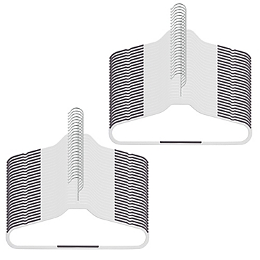 Squared Away&trade; No Slip Slim Hangers in White with Chrome Hook (Set of 50). View a larger version of this product image.