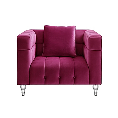 Inspired Home Velvet Upholstered Club Chair in Fuchsia. View a larger version of this product image.