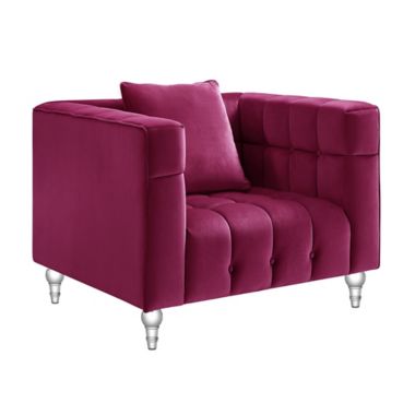 Inspired Home Velvet Upholstered Club Chair in Fuchsia. View a larger version of this product image.
