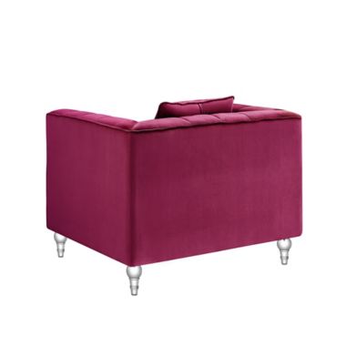 Inspired Home Velvet Upholstered Club Chair in Fuchsia. View a larger version of this product image.