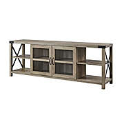 Forest Gate Wheatland 70-Inch Modern Farmhouse 2-Door &amp; Open Shelving TV Stand in Grey