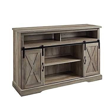 Forest Gate Wheatland 52-Inch Farmhouse Sliding Door TV Stand in Grey Wash. View a larger version of this product image.