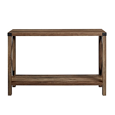 Forest Gate Wheatland Modern Farmhouse Entryway Accent Table in Rustic Oak. View a larger version of this product image.