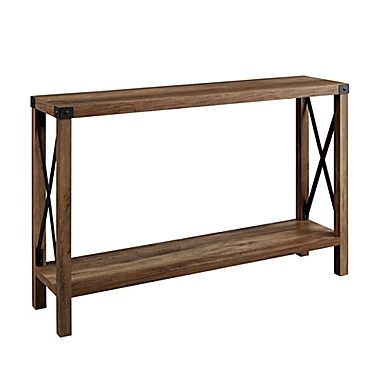 Forest Gate Wheatland Modern Farmhouse Entryway Accent Table in Rustic Oak. View a larger version of this product image.