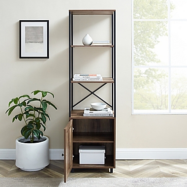 Forest Gate Sage Office Bookshelf Cabinet in Rustic Oak. View a larger version of this product image.