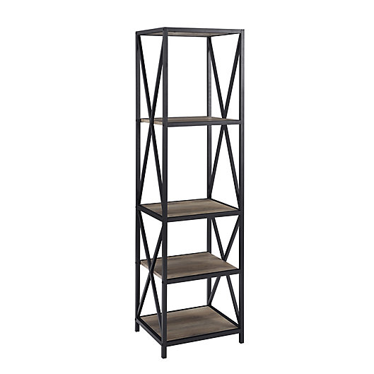 Forest Gate Blair Industrial 61 Open, Black Open Bookcase