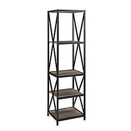Forest Gate&trade; Blair Industrial 61&quot; Open Bookshelf in Black with Grey Wash shelves