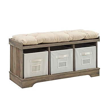 Forest Gate&trade; Entryway Storage Bench with Totes in Grey Wash. View a larger version of this product image.