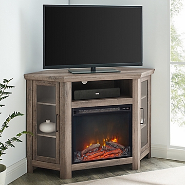 Forest Gate 48&quot; Noah Traditional Corner Fireplace TV Stand in Grey. View a larger version of this product image.