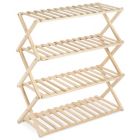 Alternate image 2 for Squared Away&trade; 4-Tier Foldable Wood Shoe Rack in Brown