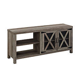Forest Gate Wheatland 58-Inch Modern Farmhouse 2-Door & Open Shelving TV Stand in Grey Wash
