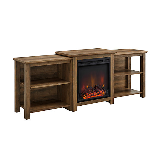 Alternate image 1 for Forest Gate™ 70-Inch TV Stand with Electric LED Fireplace in Rustic Oak