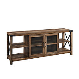 Forest Gate Wheatland 60-Inch Modern Farmhouse 2-Door & Open Shelving TV Stand in Rustic