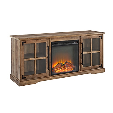 Forest Gate 60 Inch 2 Door Electric Fireplace TV Stand in Rustic Oak. View a larger version of this product image.