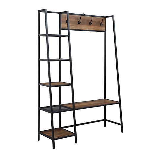 Industrial Style Coat Tree with 2 Sh Coat Rack Stand Hall Tree Free Standing