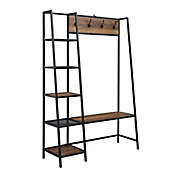 Forest Gate Wheatland Industrial Open Shelving Bench Hall Tree Coat Rack