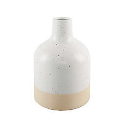 Flora Bunda Two-Tone Speckled Ceramic Vase in White
