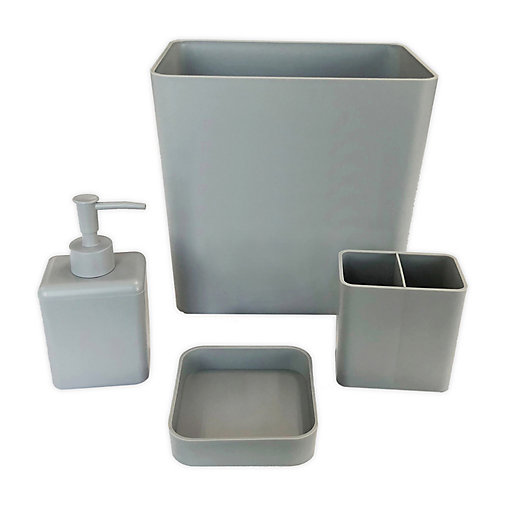 Alternate image 1 for Simply Essential™ 4-Piece Bath Accessory Bundle Set in Alloy
