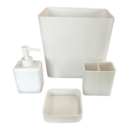 Alternate image 1 for Simply Essential™ 4-Piece Bath Accessory Bundle Set in White