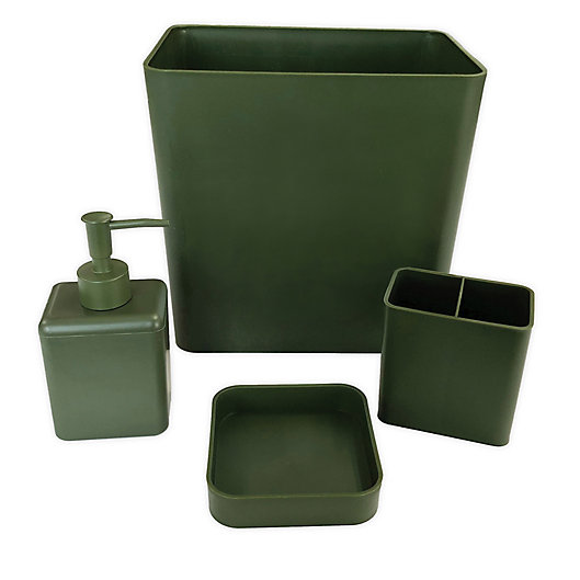 Alternate image 1 for Simply Essential™ 4-Piece Bath Accessory Bundle Set in Moss
