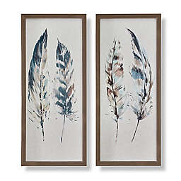 Painterly Feathers 12-Inch x 28-Inch Framed Canvas Wall Art (Set of 2)