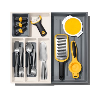 OXO Good Grips Expandable Utensil Drawer Organizer In White/grey