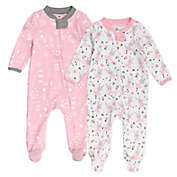 The Honest Company&trade; 2-Pack Organic Cotton TuTu Cute Footed Pajamas in Pink/Grey