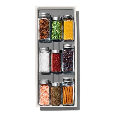 OXO Good Grips&reg; Compact Spice Drawer Organizer in White/Grey<br />. View a larger version of this product image.