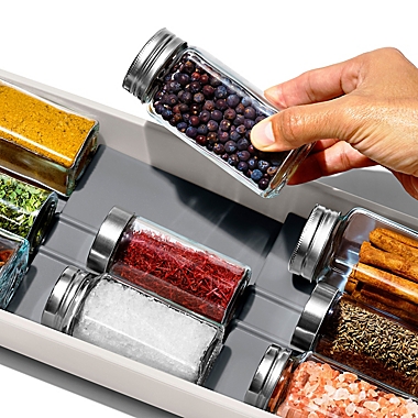 OXO Good Grips&reg; Compact Spice Drawer Organizer in White/Grey<br />. View a larger version of this product image.