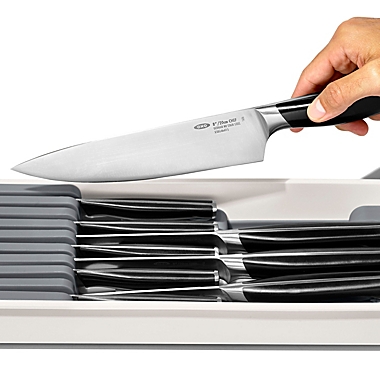 tilstødende ballade loyalitet OXO Good Grips® Compact Knife Drawer Organizer in White/Grey | Bed Bath &  Beyond