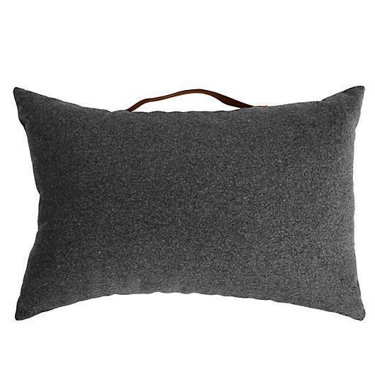 Alternate image 1 for Simply Essential™ Felt Oblong Throw Pillow with Faux Leather Handle in Grey