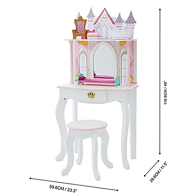 Fantasy Fields by Teamson Kids Dreamland Castle Toy Vanity Set in White/Pink. View a larger version of this product image.
