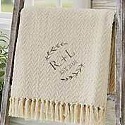 Their Initials Wedding Embroidered Afghan