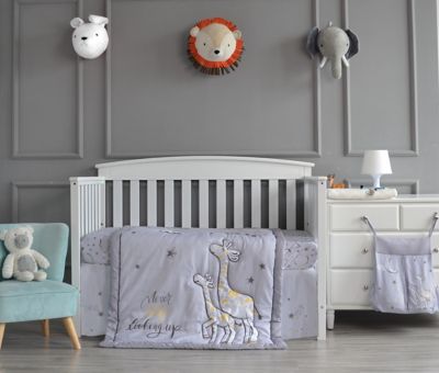 Nipperland&reg; 4-Piece Giraffe the Dreamer Crib Bedding Set in Light Grey