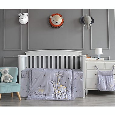 Nipperland&reg; 4-Piece Giraffe the Dreamer Crib Bedding Set in Light Grey. View a larger version of this product image.
