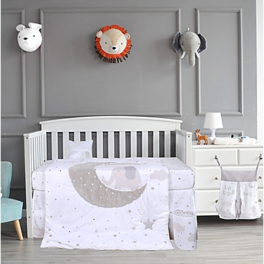 Nipperland&reg; 5-Piece Good Moon&#39;n Elephant Crib Bedding Set in White<br />. View a larger version of this product image.